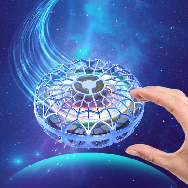 1 blå flygande gyro mini drone, svävande flygande boll