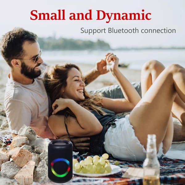 Bluetooth 5.0 Mini Trådlös Högtalare med RGB LED-lampor Bärbar