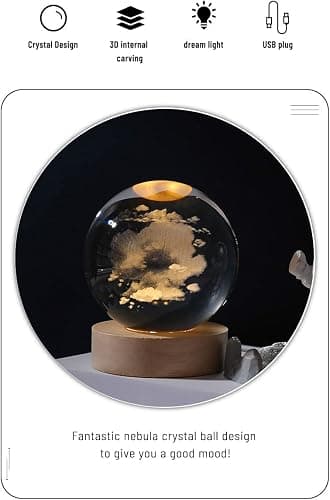 60mm krystal kugle, transparent 3D udskåret solsystem krystal