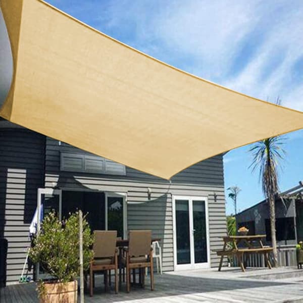 Rektangulär Solsegel 2×2m (Beige) HDPE Solskyddstyg Andningsbart