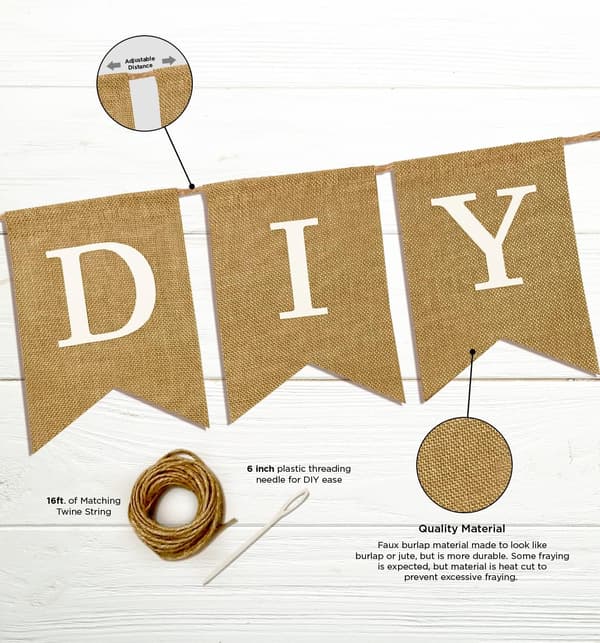 DIY Personlig Banner Kit, Tilpasselig Burlap Banner Kit til