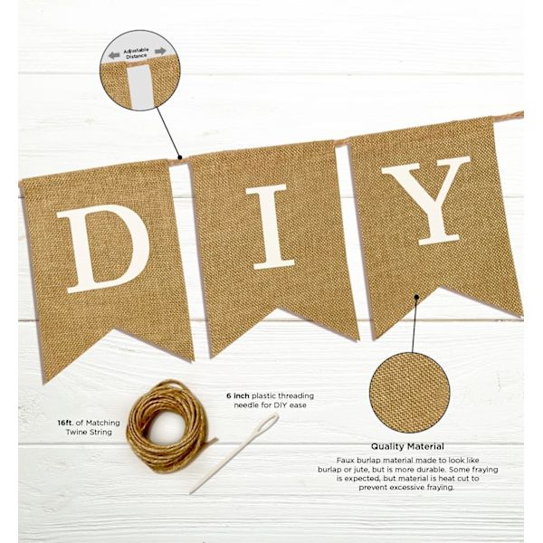DIY Personlig Banner-Set, Anpassningsbar Banner-Set i Jute för
