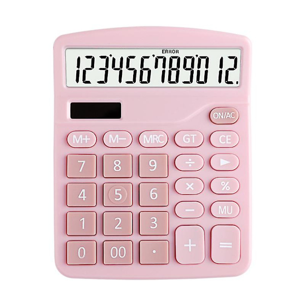 (Ruusu)Grande Calculatrice de Bureau de Base  Double Alimentation  12 Chiffres,Bureau de Base  Double Alimentation Solaire et  Batterie,l'cole,la Maiso