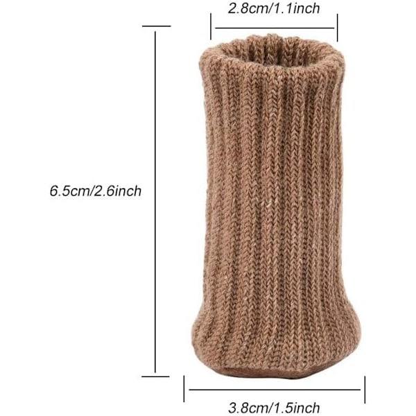 24-pack Stolsstrumpor, Brun, Tjocka Dubbelstickade Stolsbensskydd, Halkfria Fötter, Golvskydd
