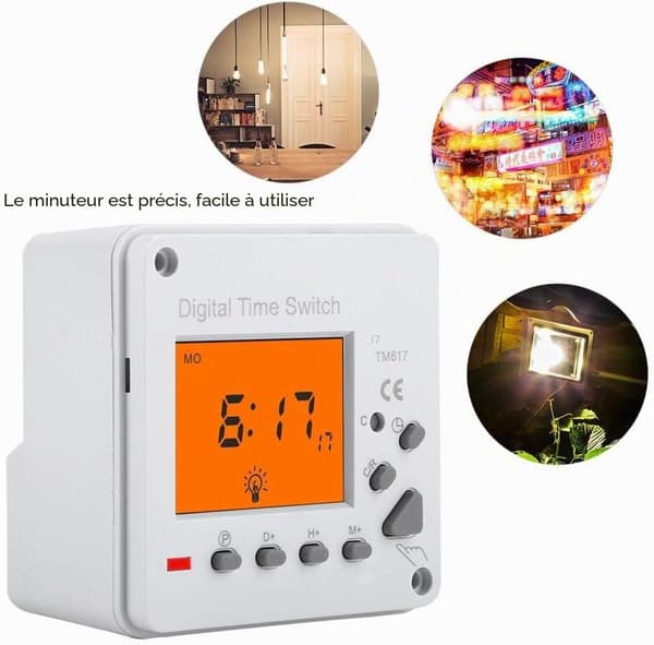 Elektronisk tidsbryter, digital tidsbryter, smart programmerbar kontrollbryter, tidsbryter med bakgrunnsbelysning (220V AC)