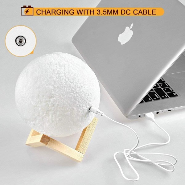 1 stk (15 cm) 3D Månelampe, LED nattlys dekorativ lampe med