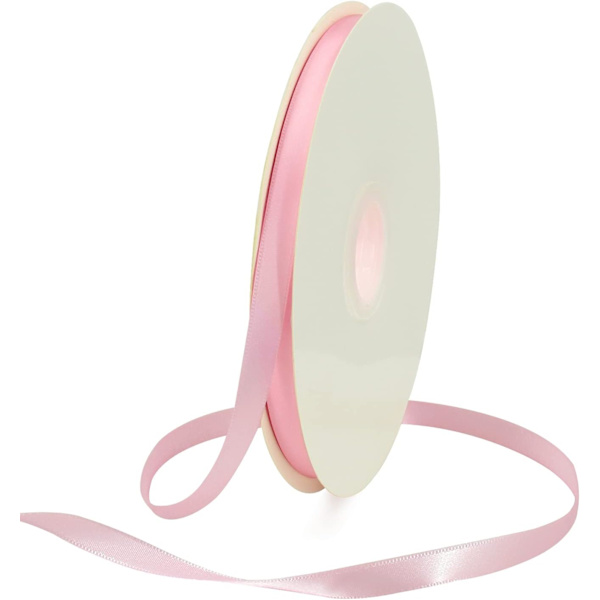 3/8 tum x 100 yards Ljusrosa Satinband Tunn Solid Tygband Rulle för Presentinslagning Inbjudan Blomsterhår B