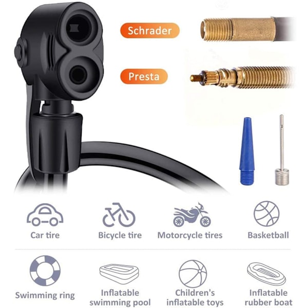 Mini Bærbar Cykelpumpe Cykel Gulvpumpe Manuel Cykelpumpe med