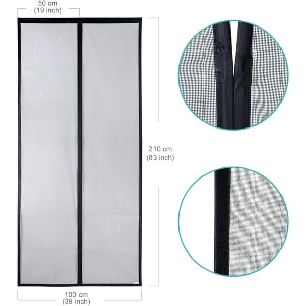 Magnetisk myggenet til dør (100x210cm, sort)