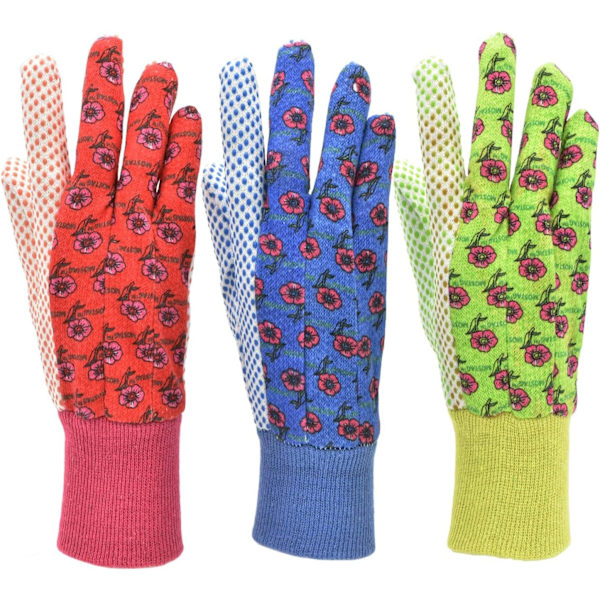 3 Par Hagehansker Blomster Hagehansker med Myk PVC