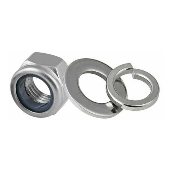 6 stk. gevindlængde 30 mm nylon låsemøtrik og låseskiver, Mari