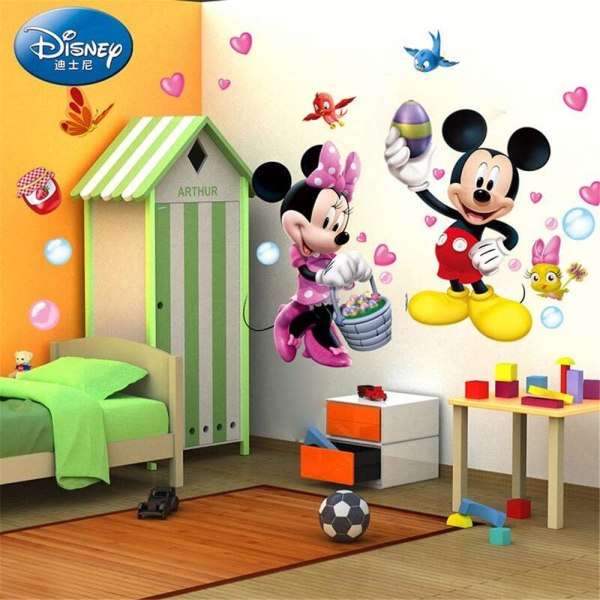 Disney Mickey Mouse Minnie Veggdekor Stickers Jenterom Soverom