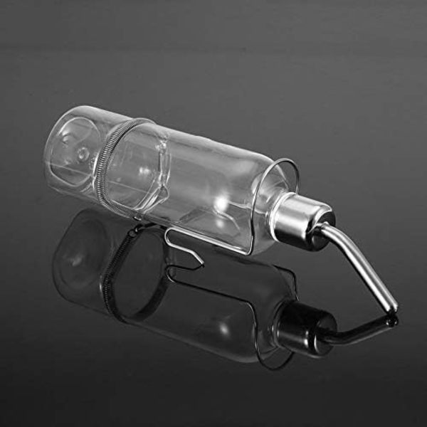 Tippaamaton riippuva lemmikkieläinten ruokinta-astia ruostumattomasta teräksestä valmistetulla nännillä (350 ml)