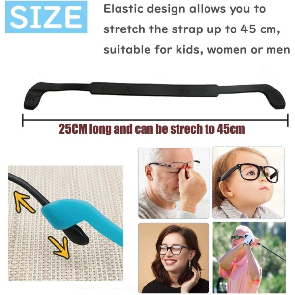 12 Pack Anti-Slip Silikon Glasögon Remmar Mjuk Elastisk Sport