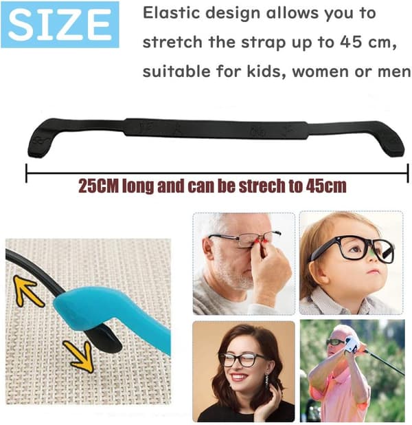 12 Pak Anti-Slip Silikon Brilleglasstropper Bløde Elastiske Sports