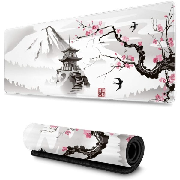 Hvit japansk Cherry Blossom XL spillmusematte, stor