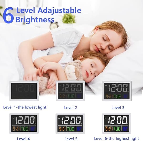 Elektronisk väckarklocka (vit), digital klocka, 5,5 tum LED