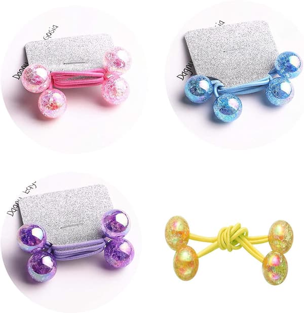 4 par hårbånd til små piger kvinder akryl søde sommerfuglebold elastiske hår reb bånd egnet til børns hår tilbehør perler hår scrunchie