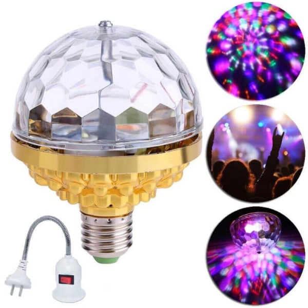 1 stk Amerikansk standard farvet LED roterbar magisk kuglelampe,