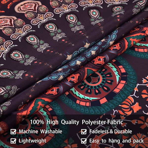Bohemisk Mandala Väggbonad Hippie Väggbonader Psykedelisk Påfågel