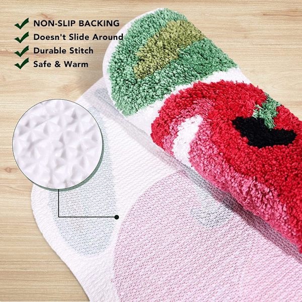 Cherry søt badematte for baderom, luksuriøse funky baderom matter sklisikre søte fruktformede absorberende badekar kule tepper baderom badekar plysj dusjmatter vaskbare