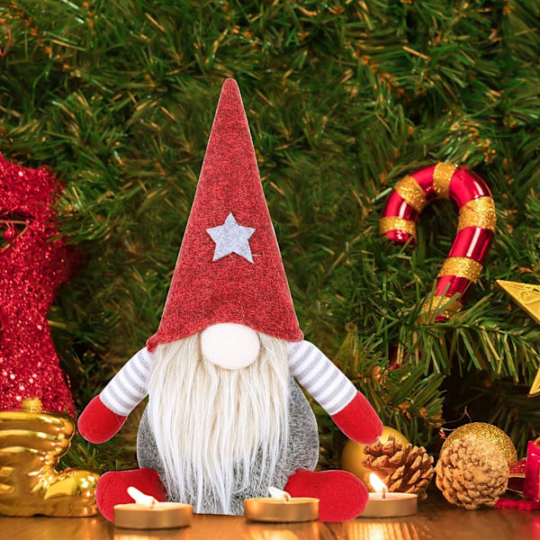 2 Jultomtar Plysch Tomte, Jultomte Elf Staty