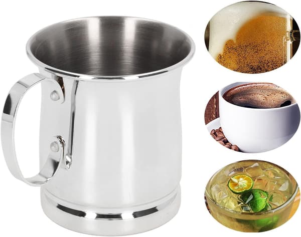 1 stk (Klassisk Sølv) Cocktailmugge i Rustfritt Stål, 400 ml, Holder