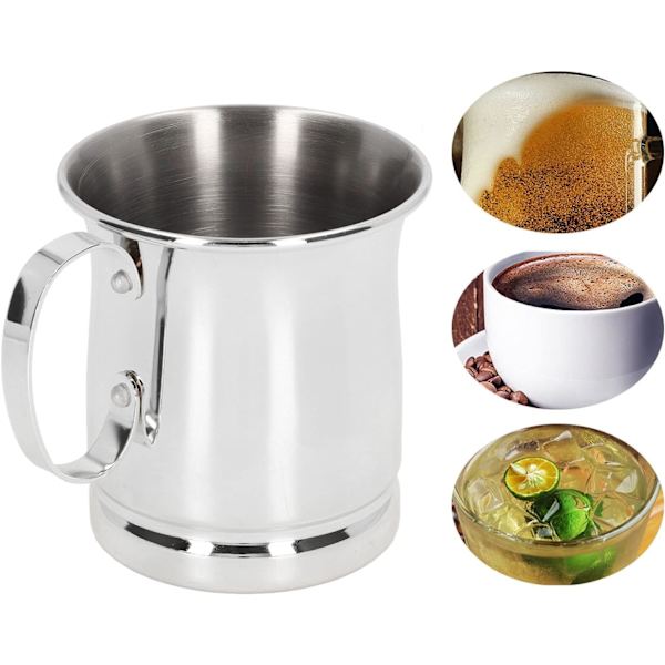 1 stk (Klassisk Sølv) Rustfrit Stål Cocktailkop, 400ML, Holder