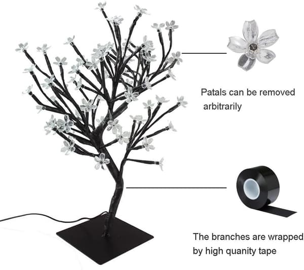 1 kpl USB-latautuva kirsikankukka Bonsai Stylt Tree -lamppu 45cm