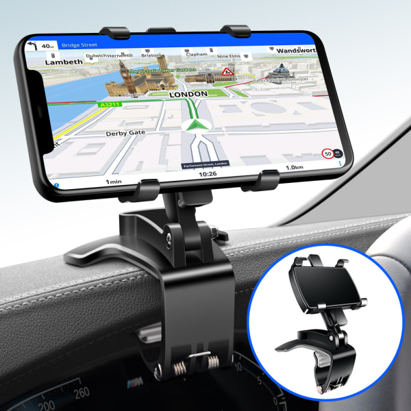 Biltelefonhållare, Vridbar Dashboard Clip Telefonhållare, 360 grader