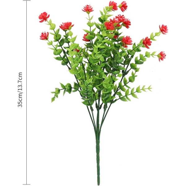 4 Packs(Rose Red)Artificial Flowers, Eucalyptus Plastic Lotus