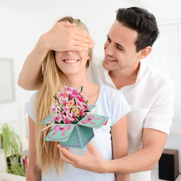 1 stk Håndlaget Blomsterbukett Formet 3D Pop Up Takkekort
