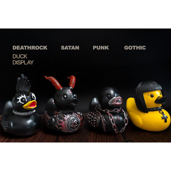 Punk Duck Goth Resin Anka, Halloween Resin Ankor Dekoration, Nyhet Anka Prydnader, 80-talets Punk Anka, Mörk Satan