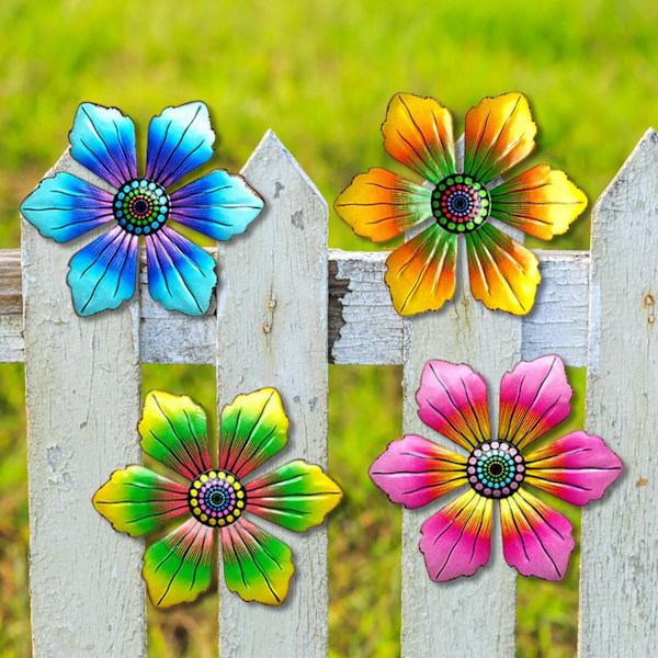 4 deler blomster veggkunst dekorasjon ornamenter innendørs utendørs gar