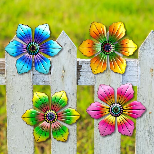 4 stycken blommiga väggkonstdekorationer prydnadsföremål inomhus utomhus