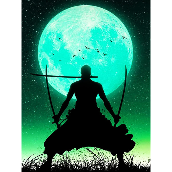 30x40cm One Piece Zoro Diamantmålning Kit för Vuxna Anime 5D Fu