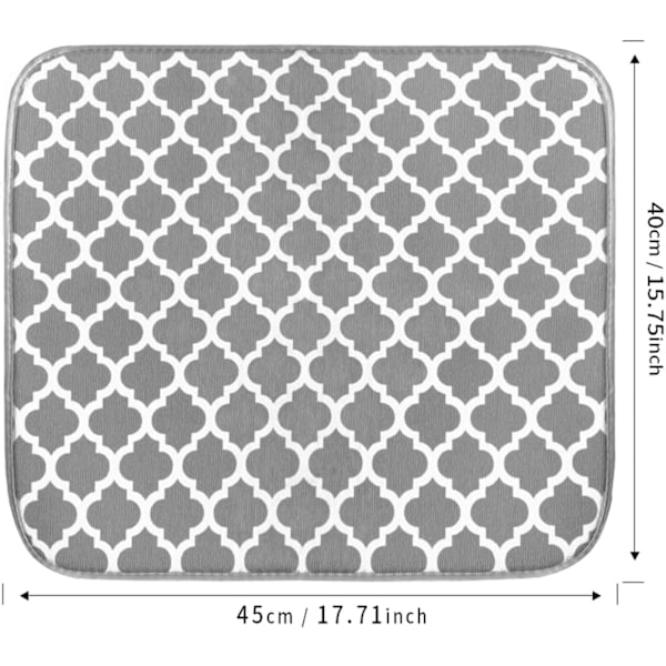 2 stk (40 cm x 45 cm) Mikrofiber Oppvasktørke Matte, Hurtig-Tørkende