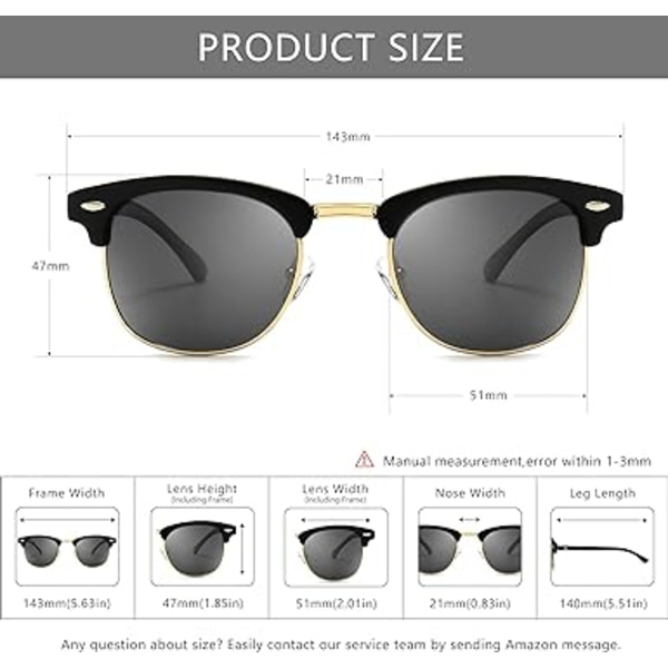 1 kpl Retro Round Semi Rimless Polarisoivat Aurinkolasit UV-Suojalla