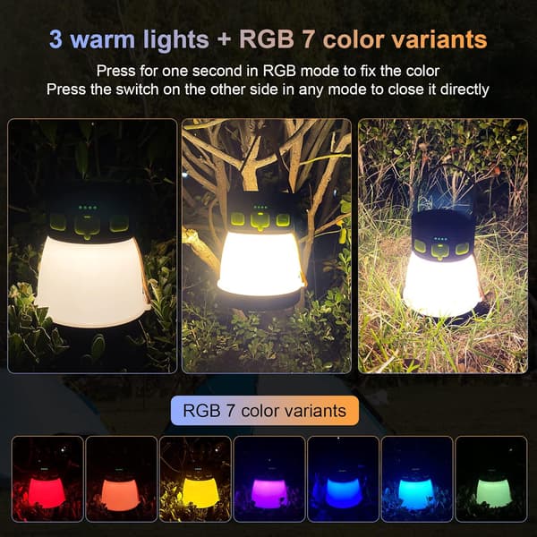 Solcelled campinglys 7200mAH oppladbart LED-lys 1500 lumen 8