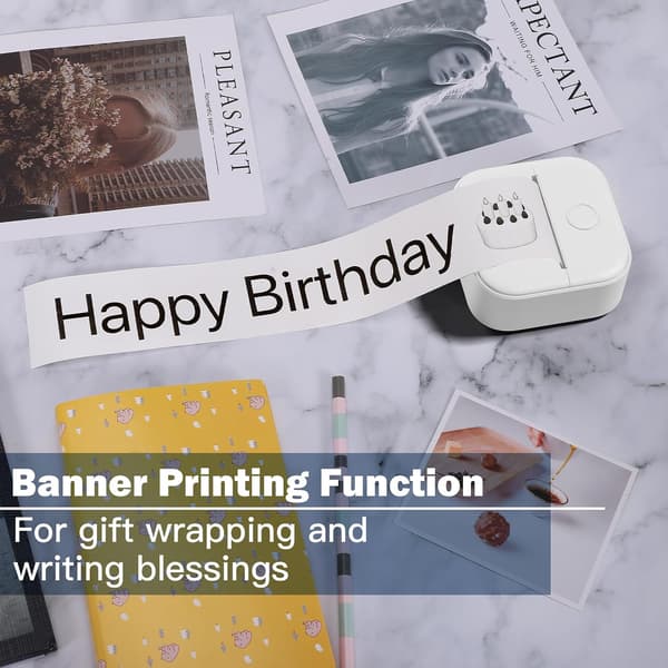 Mini Termisk Printer - Lomme Kompakt Trådløs Bluetooth Bærbar Mobil Kvitteringsprinter Kompatibel med iOS & Android