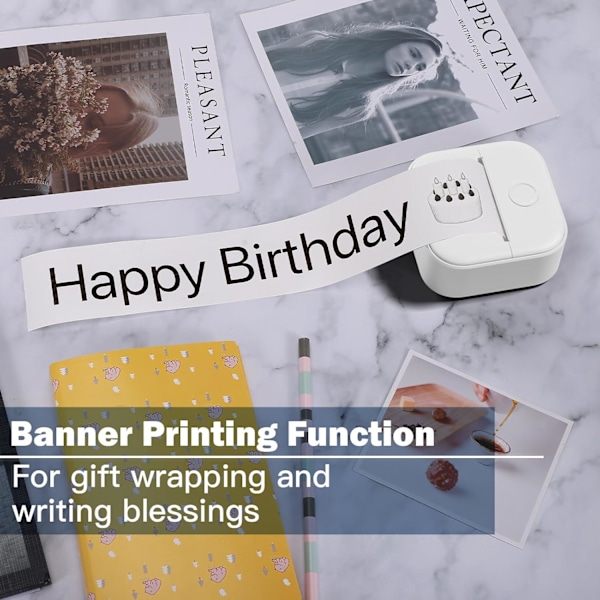 Minivärmeprinter - Fickvänlig Kompakt Trådlös Bluetooth Bärbar Mobil Kvittoprinter Kompatibel med iOS & Android
