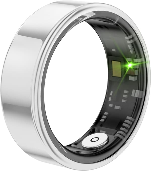 Smart Ring Søvnmåler, IP68 Vanntett for iOS/Android (Sølv, 12)