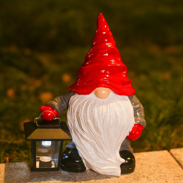 1 Julgran Resin Sollampa Tomte Dekoration Semesterträdgård