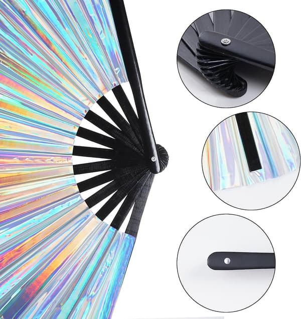 1 Stykke Sølv Laser Folding Fan Kung Fu Fan Folding Fan
