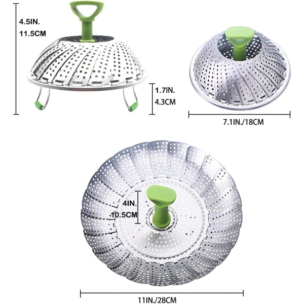 Ångkorg i rostfritt stål, 18 cm rostfritt stål ångkorg för