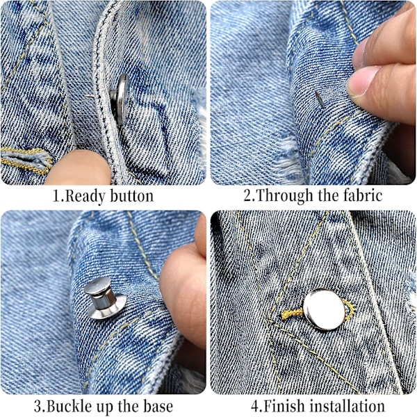 10 sarjaa 17 mm:n denim-napin vaihtoa saumaton lanka irrotettava metalli denim-nappi denim-vaatteet denim-housut laukku