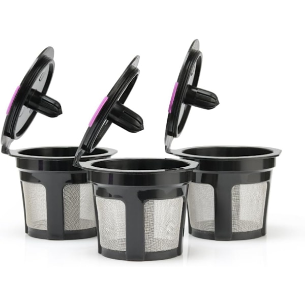 3 Kopper/Pakk K-Filter Gjenbrukbare Keurig Pod-Påfyll Kaffekopper Tomme Kaffe Kapsler Kompatibel med Keurig 2.0 & 1.0 Bryggere