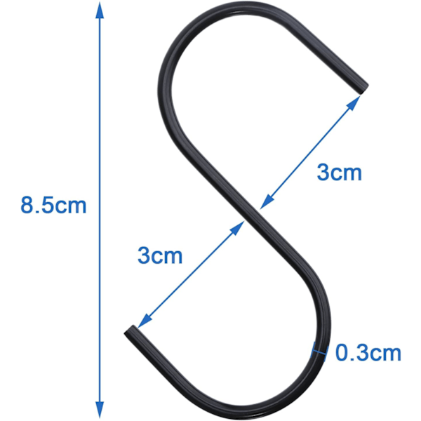 20-pakning sorte S-kroker S-hengende kroker S-formede kroker S-hengerkroker
