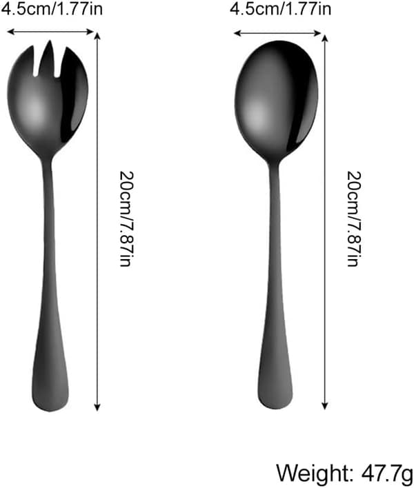 2 Sorte Rustfrie Stål Skeer Salatske Salatskov Portionering