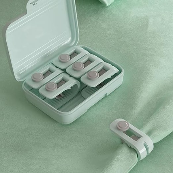 6-pack Gröna Multifunktionella Halksäkra Klämmor, Lakanklämmor, Täcke